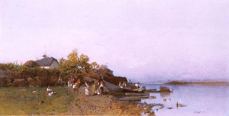 Meszoly, Geza Fishermen's Ferry at the River Tisza Germany oil painting art